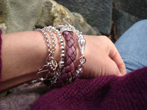 14. TÜRCHEN: Kleinserie Lederarmband AUBERGINE L♥VE